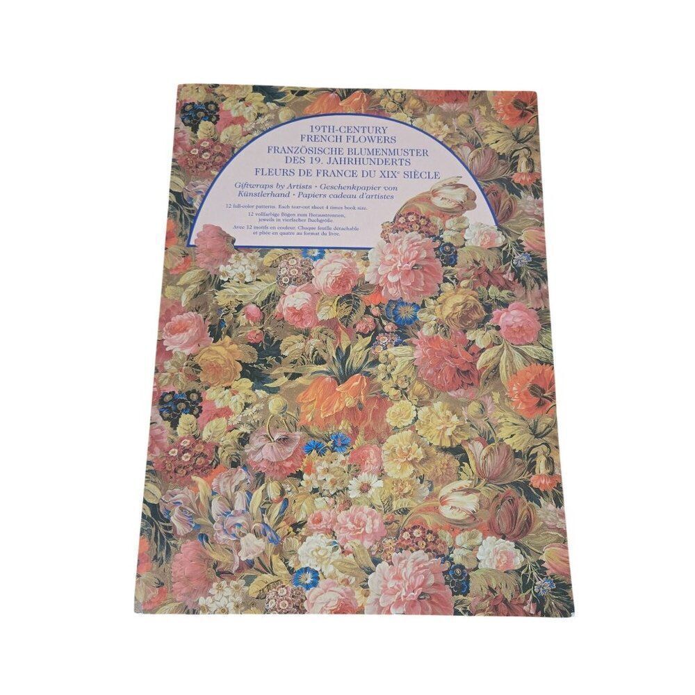 19th Century French Flowers Giftwraps Artists Book 12 Full-Color Pattern Sheets